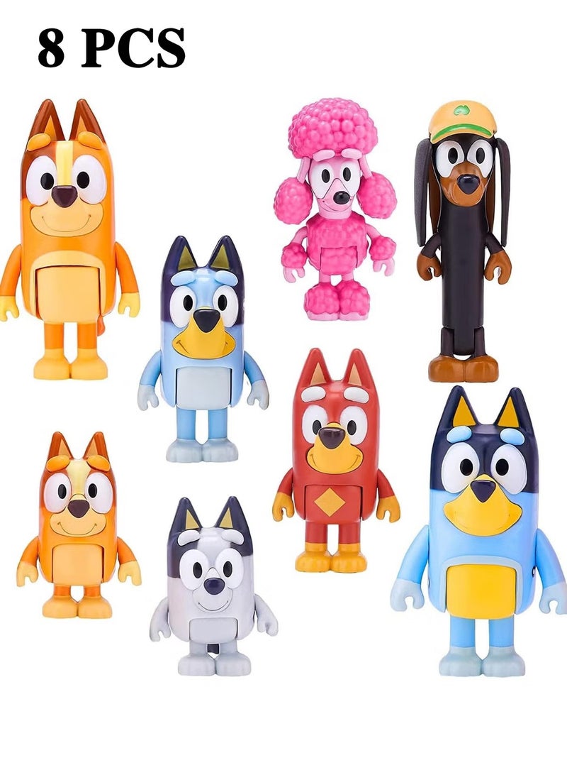 يا إلهي مجموعة ألعاب الحركة 8 * Bluey ، مجموعة تماثيل الذئاب الزرقاء للعائلة والأصدقاء للأطفال الصغار ، كعك المافن القبعات اللصوص (الأب) الفلفل (الأم) كوكو بنغو سنيكرز صدئ (صغير) - Image 1